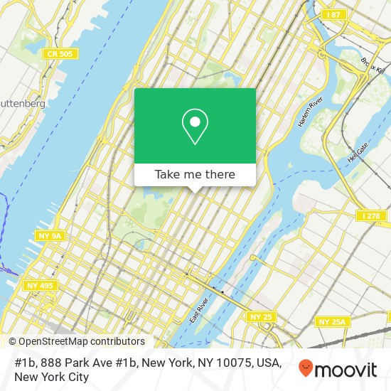 #1b, 888 Park Ave #1b, New York, NY 10075, USA map