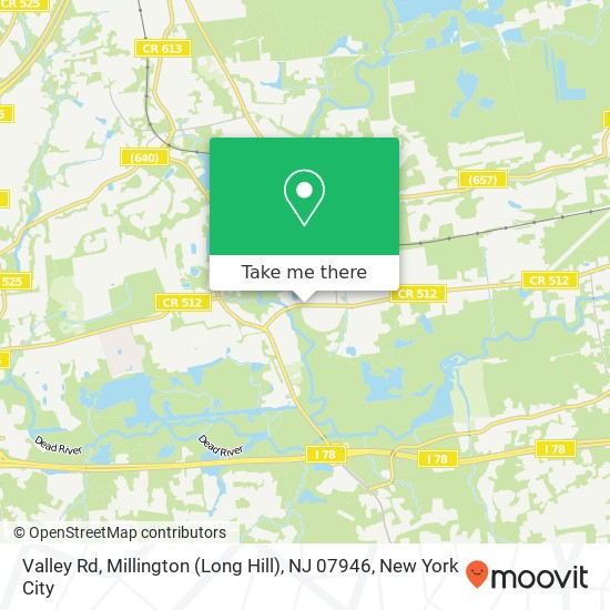 Mapa de Valley Rd, Millington (Long Hill), NJ 07946