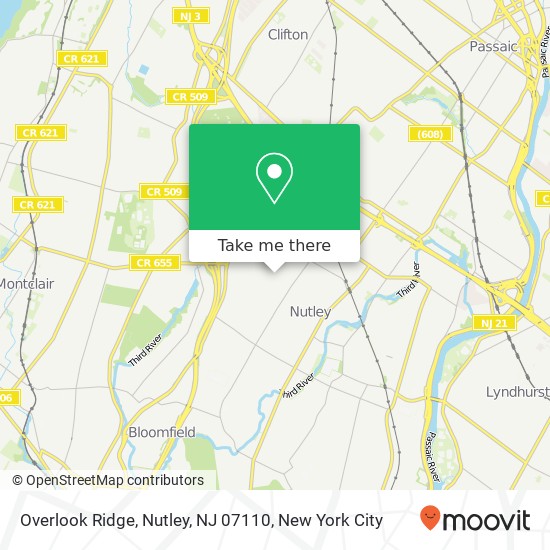 Mapa de Overlook Ridge, Nutley, NJ 07110