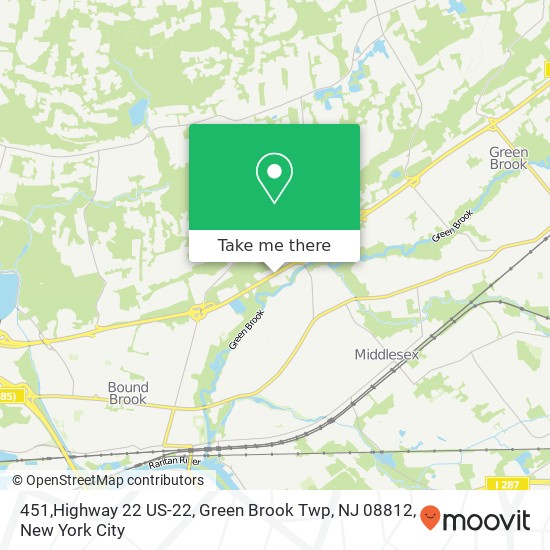 Mapa de 451,Highway 22 US-22, Green Brook Twp, NJ 08812