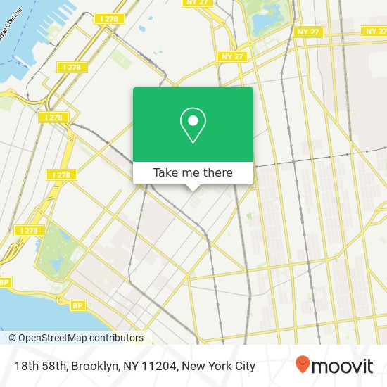 Mapa de 18th 58th, Brooklyn, NY 11204