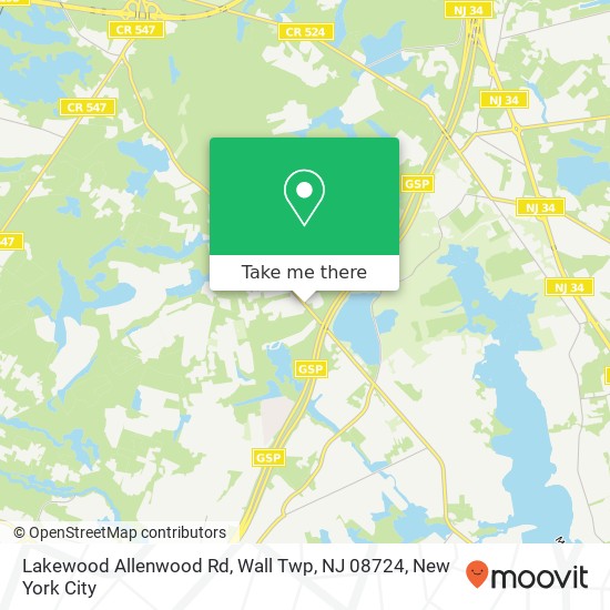 Mapa de Lakewood Allenwood Rd, Wall Twp, NJ 08724