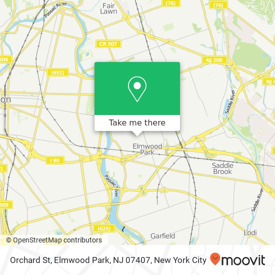 Mapa de Orchard St, Elmwood Park, NJ 07407