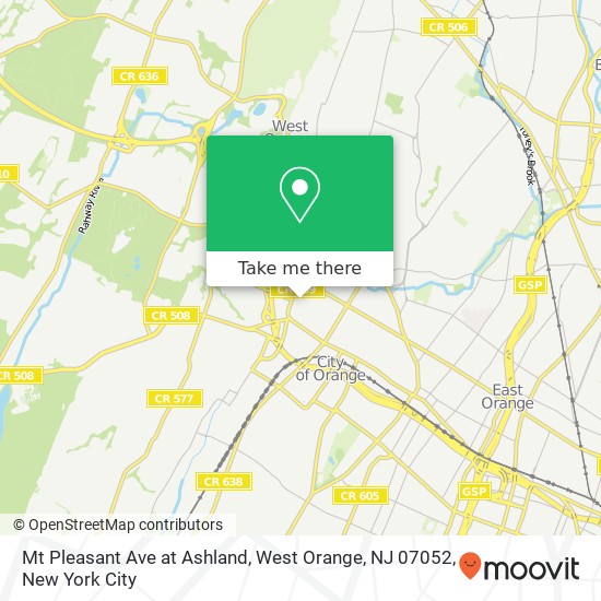 Mt Pleasant Ave at Ashland, West Orange, NJ 07052 map