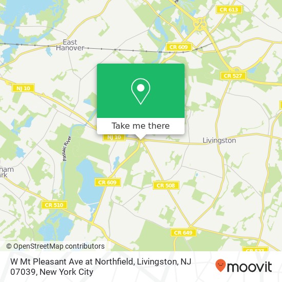Mapa de W Mt Pleasant Ave at Northfield, Livingston, NJ 07039