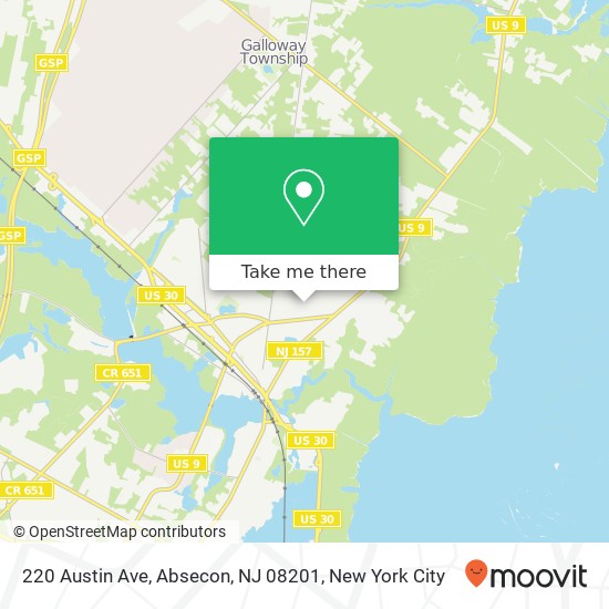 Mapa de 220 Austin Ave, Absecon, NJ 08201