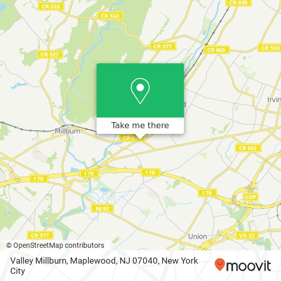 Mapa de Valley Millburn, Maplewood, NJ 07040