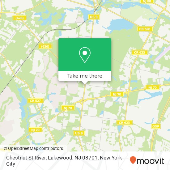 Mapa de Chestnut St River, Lakewood, NJ 08701
