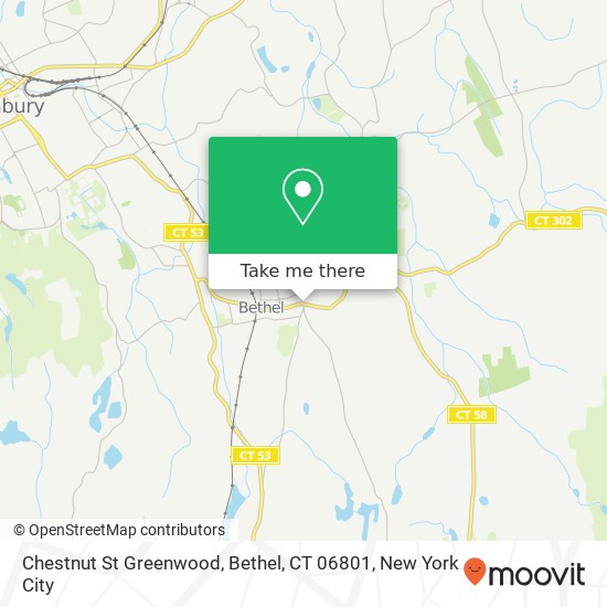 Mapa de Chestnut St Greenwood, Bethel, CT 06801