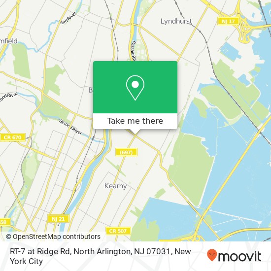 Mapa de RT-7 at Ridge Rd, North Arlington, NJ 07031