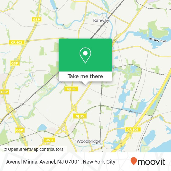 Mapa de Avenel Minna, Avenel, NJ 07001