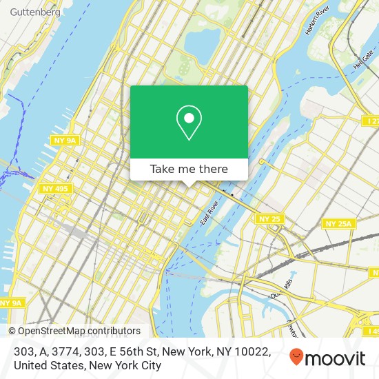 Mapa de 303, A, 3774, 303, E 56th St, New York, NY 10022, United States