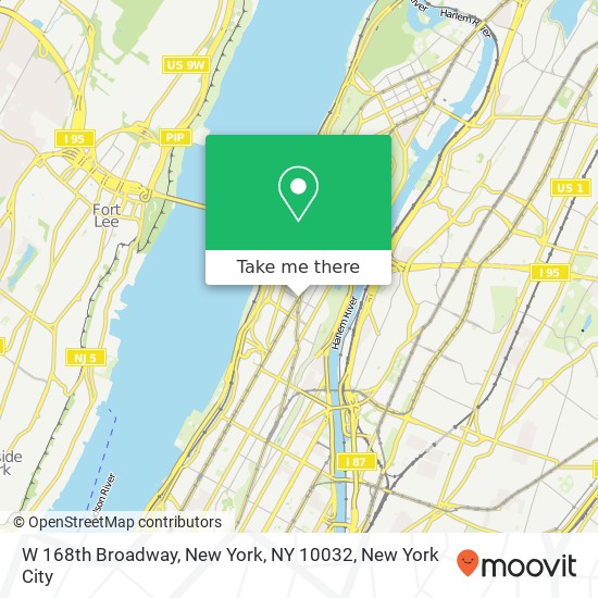 Mapa de W 168th Broadway, New York, NY 10032