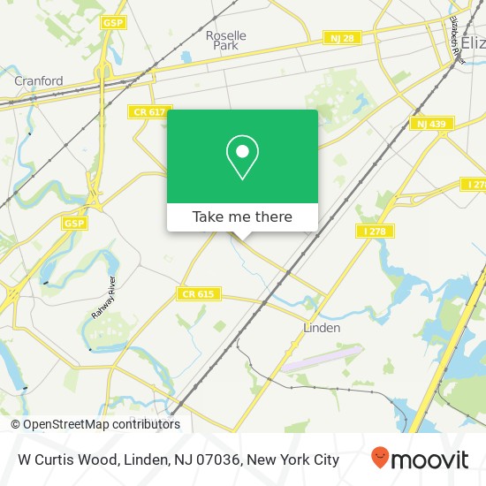 Mapa de W Curtis Wood, Linden, NJ 07036