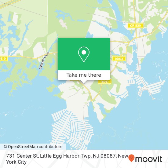 Mapa de 731 Center St, Little Egg Harbor Twp, NJ 08087