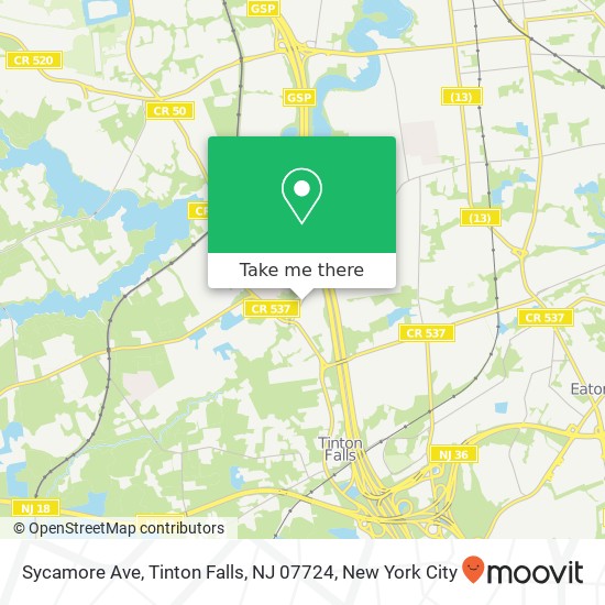 Mapa de Sycamore Ave, Tinton Falls, NJ 07724
