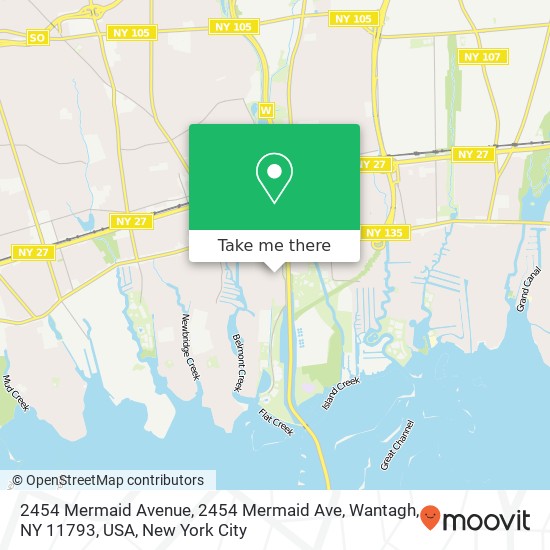 Mapa de 2454 Mermaid Avenue, 2454 Mermaid Ave, Wantagh, NY 11793, USA