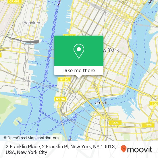 Mapa de 2 Franklin Place, 2 Franklin Pl, New York, NY 10013, USA