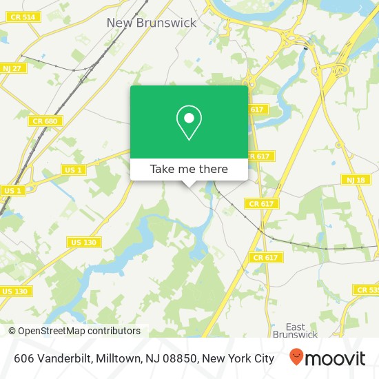 Mapa de 606 Vanderbilt, Milltown, NJ 08850