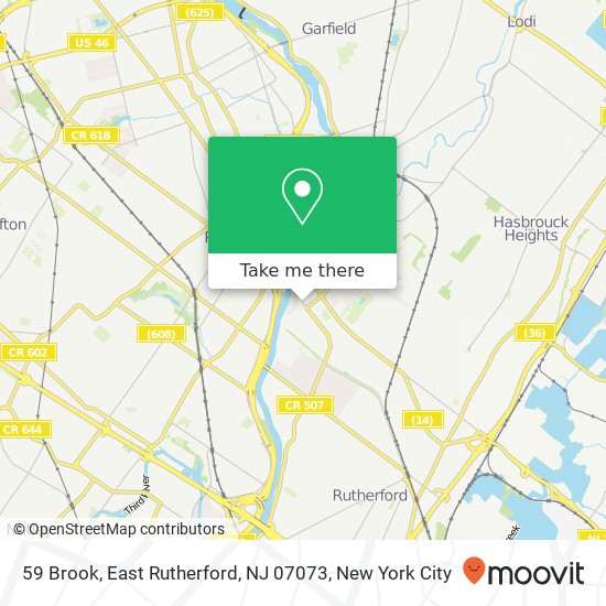 Mapa de 59 Brook, East Rutherford, NJ 07073