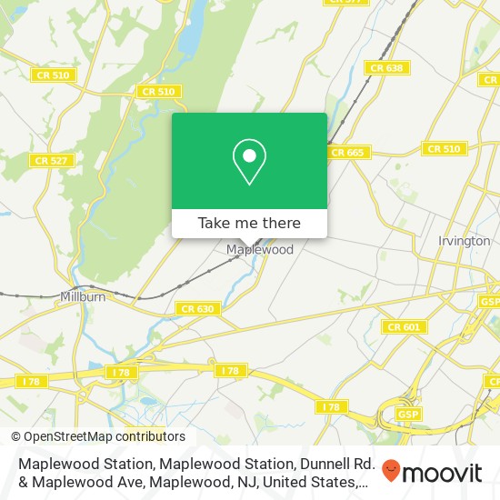 Mapa de Maplewood Station, Maplewood Station, Dunnell Rd. & Maplewood Ave, Maplewood, NJ, United States