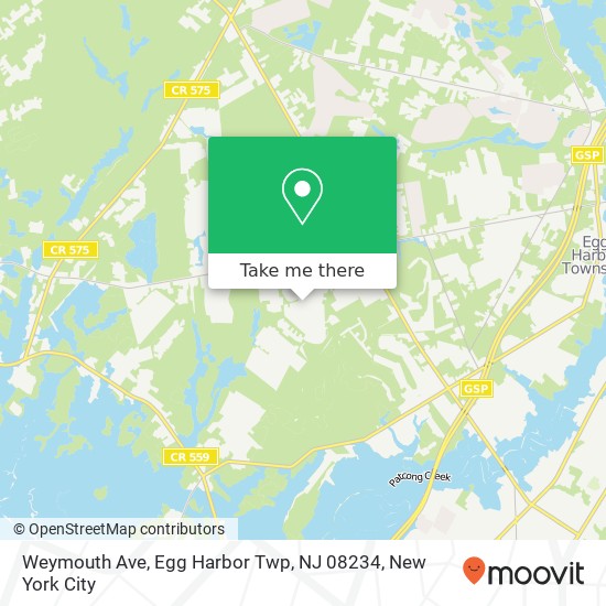 Mapa de Weymouth Ave, Egg Harbor Twp, NJ 08234