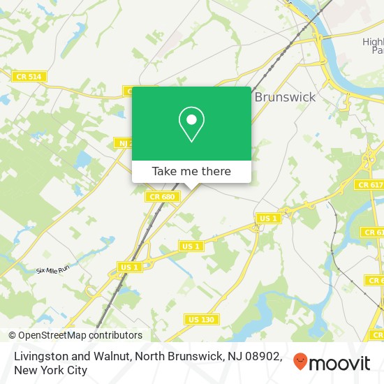 Mapa de Livingston and Walnut, North Brunswick, NJ 08902