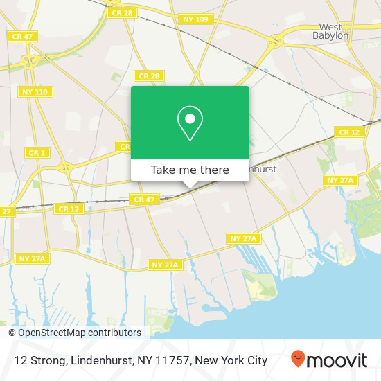 Mapa de 12 Strong, Lindenhurst, NY 11757