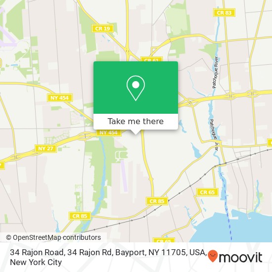 Mapa de 34 Rajon Road, 34 Rajon Rd, Bayport, NY 11705, USA
