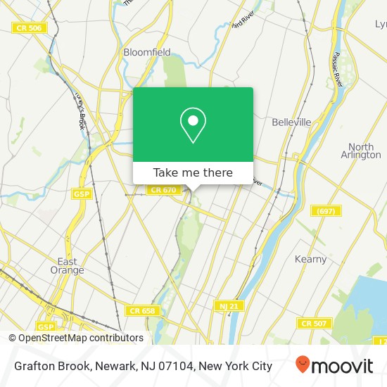 Mapa de Grafton Brook, Newark, NJ 07104