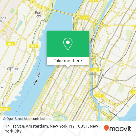 141st St & Amsterdam, New York, NY 10031 map