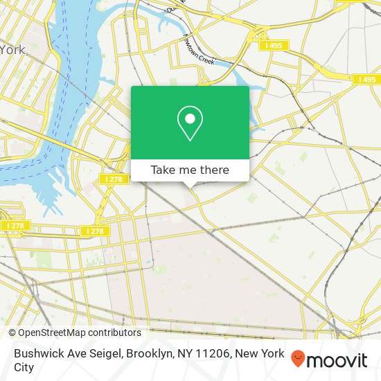 Mapa de Bushwick Ave Seigel, Brooklyn, NY 11206