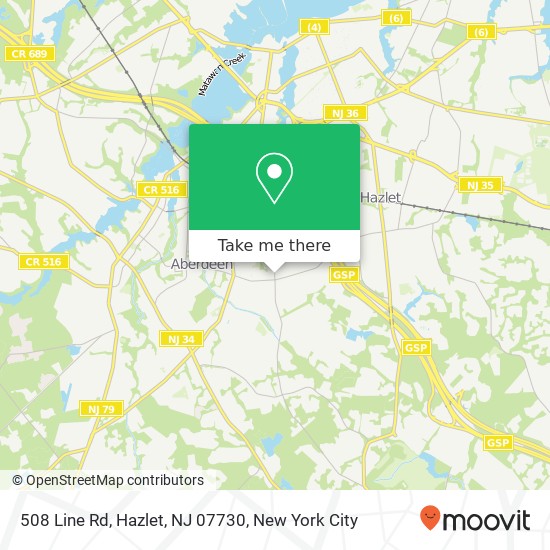 Mapa de 508 Line Rd, Hazlet, NJ 07730