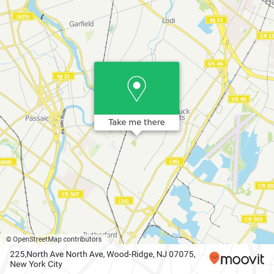 Mapa de 225,North Ave North Ave, Wood-Ridge, NJ 07075