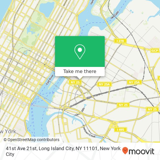 Mapa de 41st Ave 21st, Long Island City, NY 11101