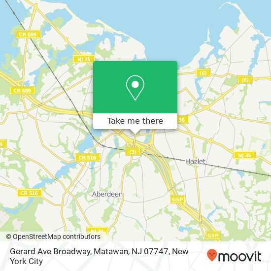 Mapa de Gerard Ave Broadway, Matawan, NJ 07747