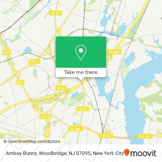 Mapa de Amboy Bunns, Woodbridge, NJ 07095