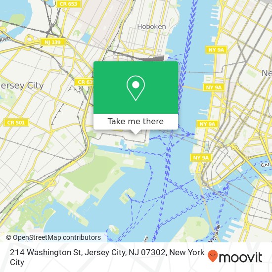 Mapa de 214 Washington St, Jersey City, NJ 07302
