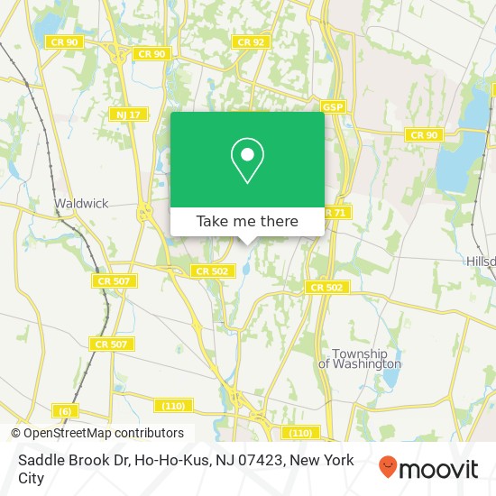 Mapa de Saddle Brook Dr, Ho-Ho-Kus, NJ 07423