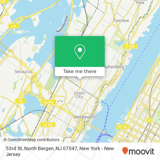 Mapa de 53rd St, North Bergen, NJ 07047