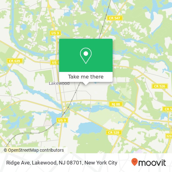 Mapa de Ridge Ave, Lakewood, NJ 08701