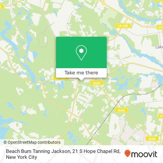 Mapa de Beach Bum Tanning Jackson, 21 S Hope Chapel Rd