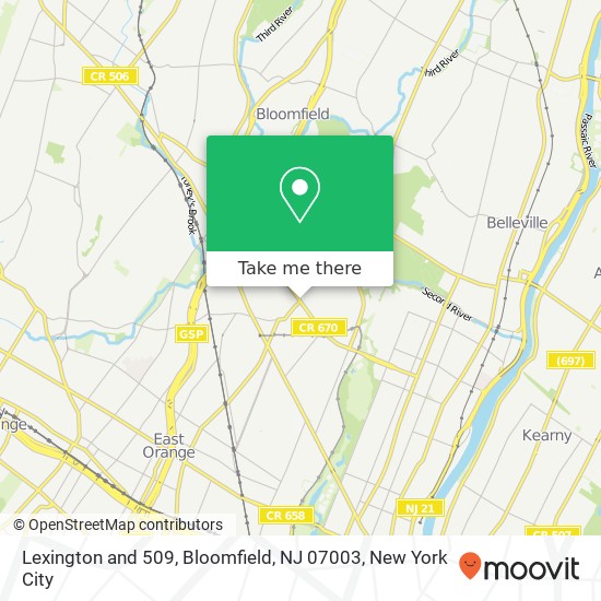 Lexington and 509, Bloomfield, NJ 07003 map
