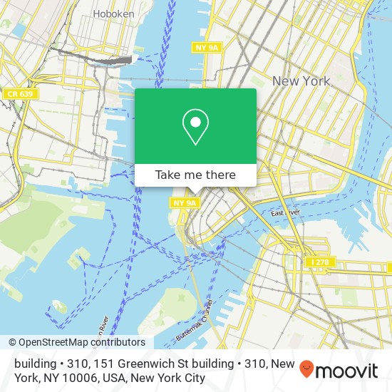 Mapa de building  • 310, 151 Greenwich St building  • 310, New York, NY 10006, USA