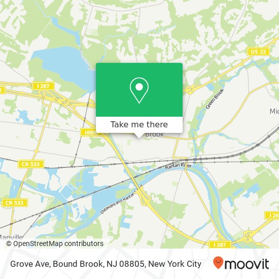 Mapa de Grove Ave, Bound Brook, NJ 08805