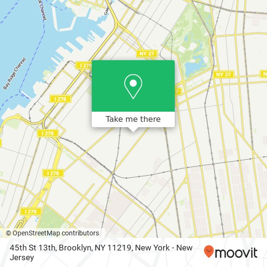 Mapa de 45th St 13th, Brooklyn, NY 11219