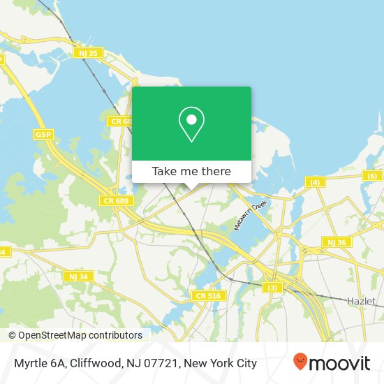 Mapa de Myrtle 6A, Cliffwood, NJ 07721