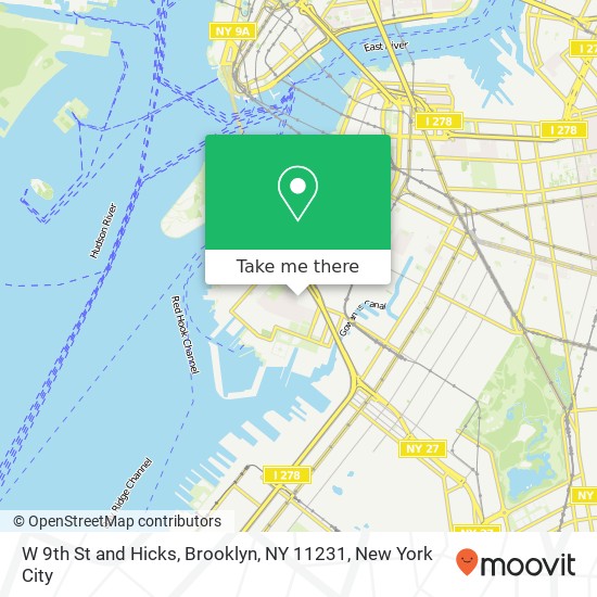 Mapa de W 9th St and Hicks, Brooklyn, NY 11231