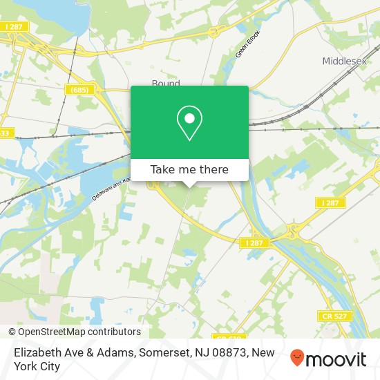Mapa de Elizabeth Ave & Adams, Somerset, NJ 08873