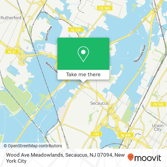 Mapa de Wood Ave Meadowlands, Secaucus, NJ 07094